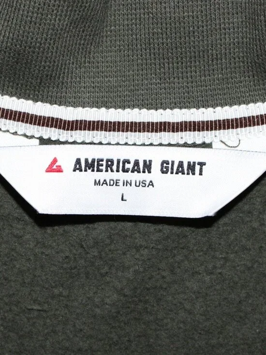 American Giant USA Made Bomber Jacket Mens Olive Green Full Zip LS Large NWOT - Picture 3 of 5